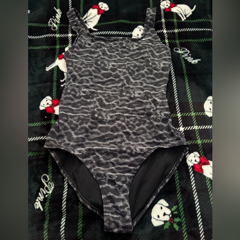 Nike Black and Gray One Piece Swimsuit